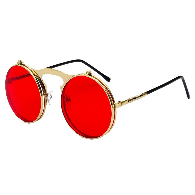 Metal Photo Panel - Kacamata Hitam Bulat Merah Retro Steampunk