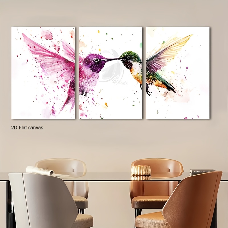 Canvas Wrap Ready - Lukisan Kanvas Tanpa Bingkai 3pcs Burung