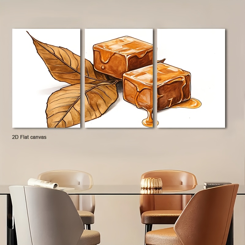 Canvas Wrap Ready - Kanvas Tanpa Bingkai 3pcs Modern Caramel