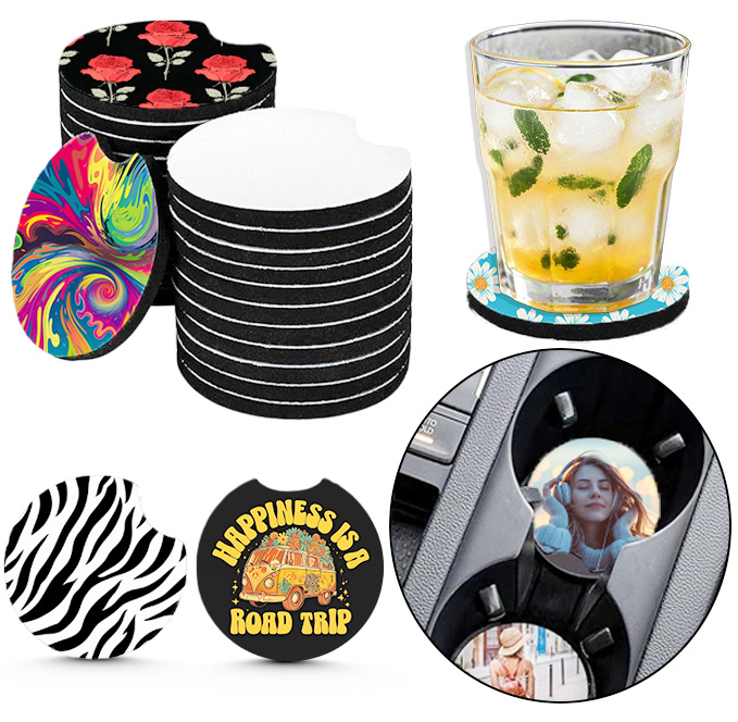 10/20Pcs Alas Cangkir Mobil Ko - Coaster Sublimation Blank ulasan dan harga